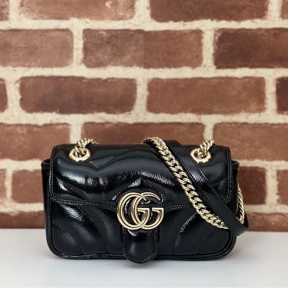 Gucci . Handbags - Gucci Marmont Small Black Matelassé Shoulder Bag